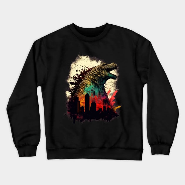 Godzilla  Artwork - Awesome Birthday Gift ideas for Friends Crewneck Sweatshirt by Pezzolano